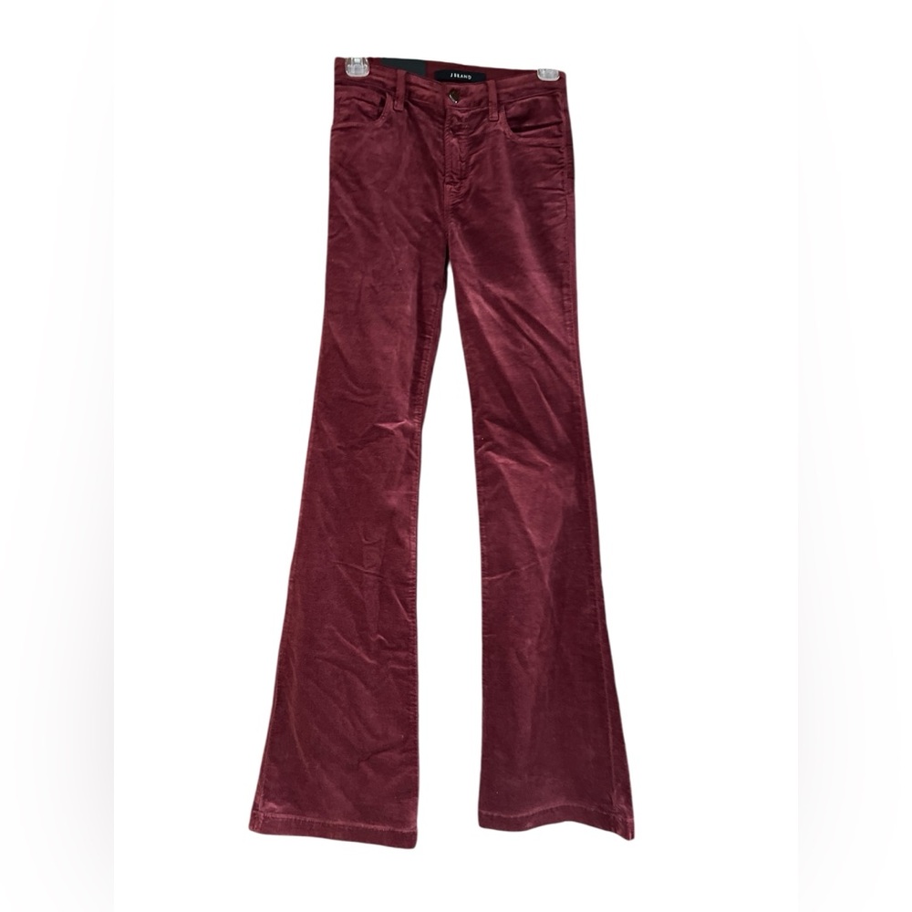 J Brand Maria Velvet High-Rise Flare Pants Oxblood Size 25